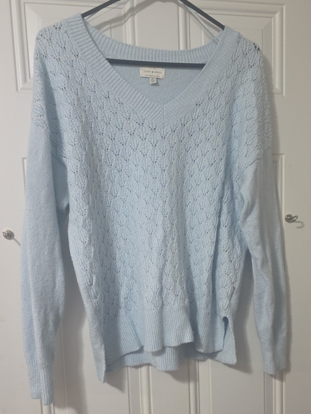 Lucky Brand Pale Blue V-Neck Knit Sweater